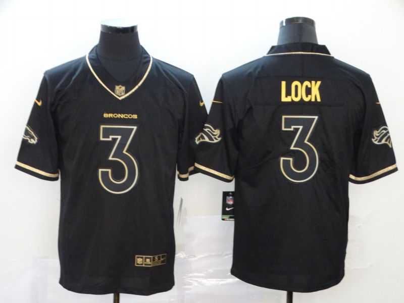 Men Denver Broncos #3 Lock Black Retro gold character Nike NFL Jerseys->dallas cowboys->NFL Jersey